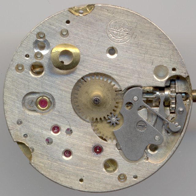 Zifferblattseite des Grundwerks (Guba 1050) ohne Automatic ASP Duomatic Guba 1050: Zifferblattseite des Grundwerks (Guba 1050) ohne Automatic