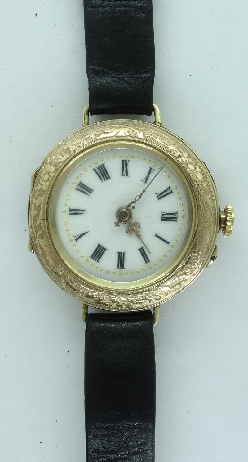 Anonyme Damenarmbanduhr, aus einer umgebauten Kettenuhr Erlsbacher 1: Anonyme Damenarmbanduhr, aus einer umgebauten Kettenuhr